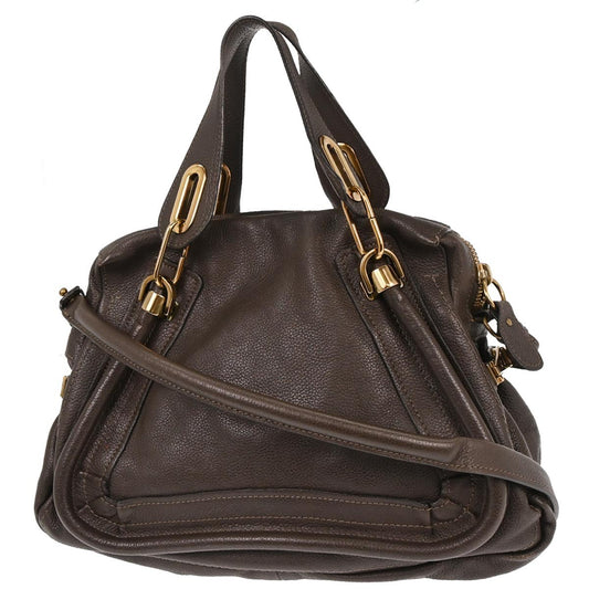 Chloe Paraty Top Handle Bag Leather, BROWN, LEATHER, Handbag