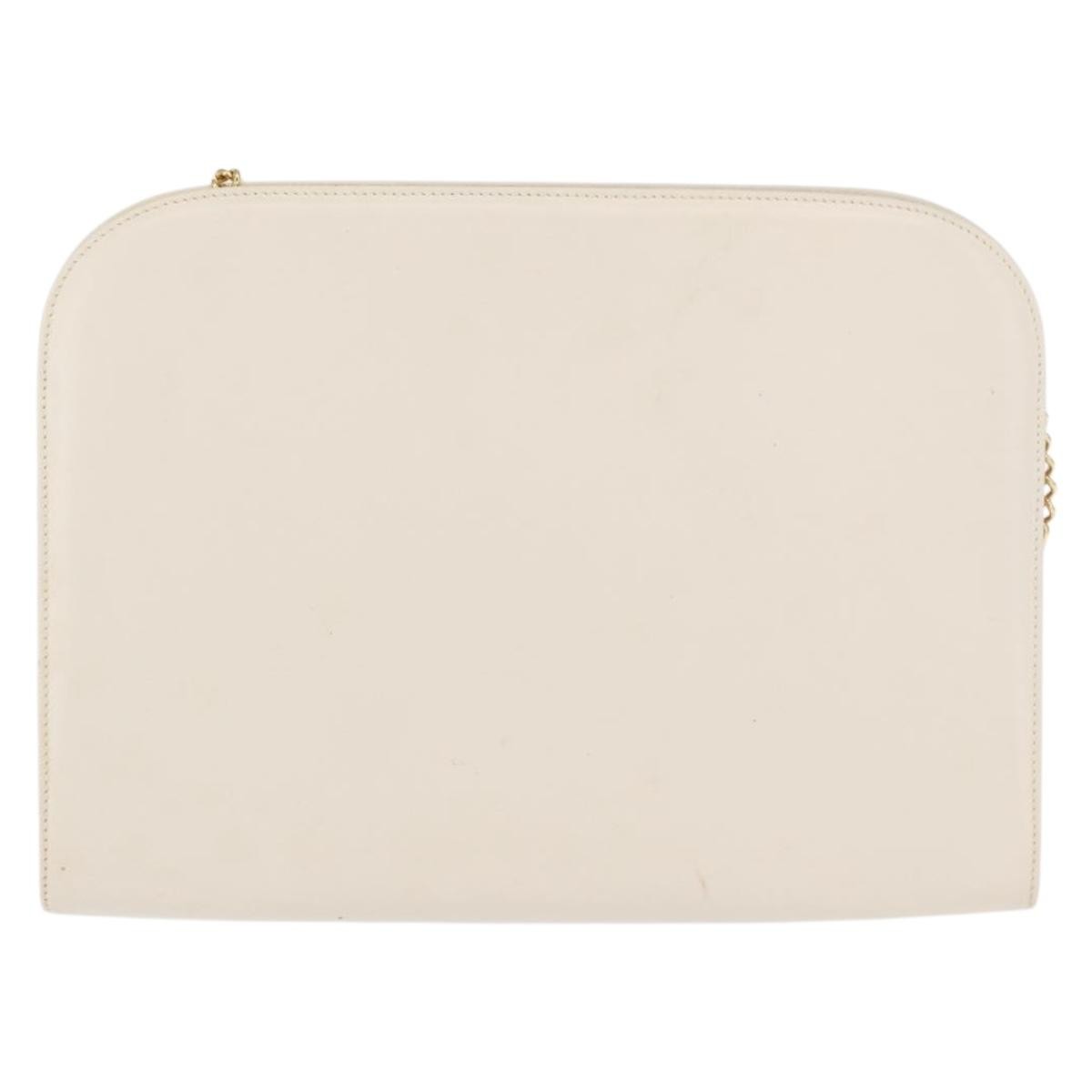 Salvatore Ferragamo Vintage Chain Shoulder Bag Leather, WHITE, LEATHER, Shoulder bag