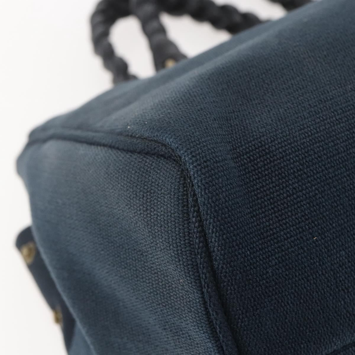 Bottega Veneta Braided Handle Open Tote Bag Canvas with Leather, BLUE, CANVAS, Tote bag