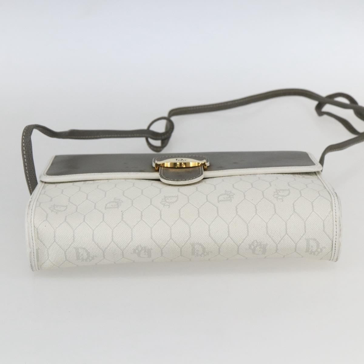 Christian Dior Vintage Honeycomb Shoulder Bag Canvas and Leather, WHITE, CANVAS, Shoulder bag