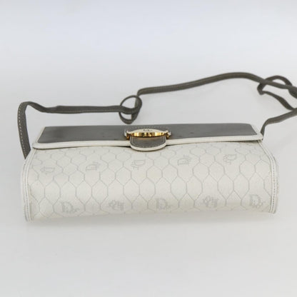 Christian Dior Vintage Honeycomb Shoulder Bag Canvas and Leather, WHITE, CANVAS, Shoulder bag