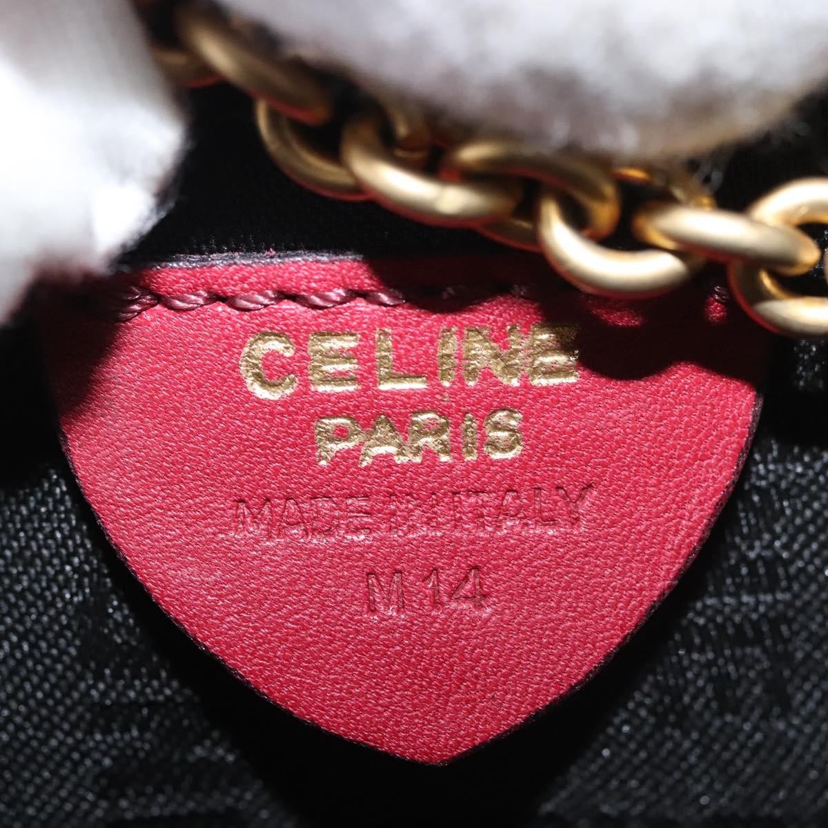 Celine Zip Around Chain Shoulder Bag Leather, RED, LEATHER, Shoulder bag