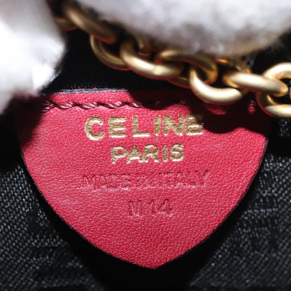 Celine Zip Around Chain Shoulder Bag Leather, RED, LEATHER, Shoulder bag