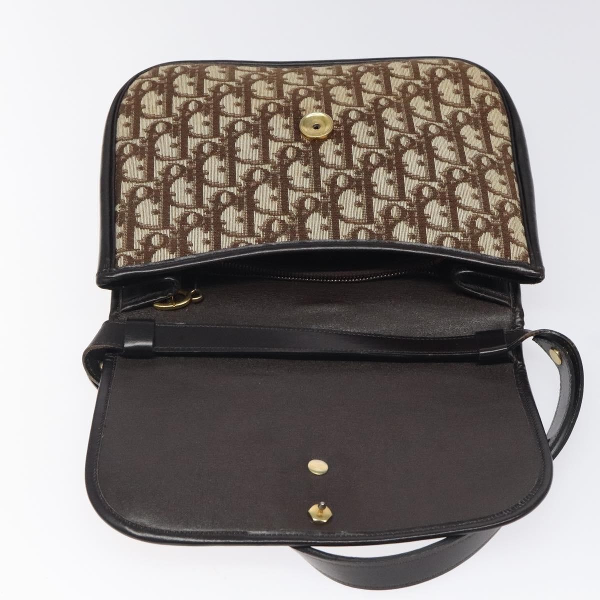 Christian Dior Vintage CD Flap Shoulder Bag Canvas, BROWN, CANVAS, Shoulder bag