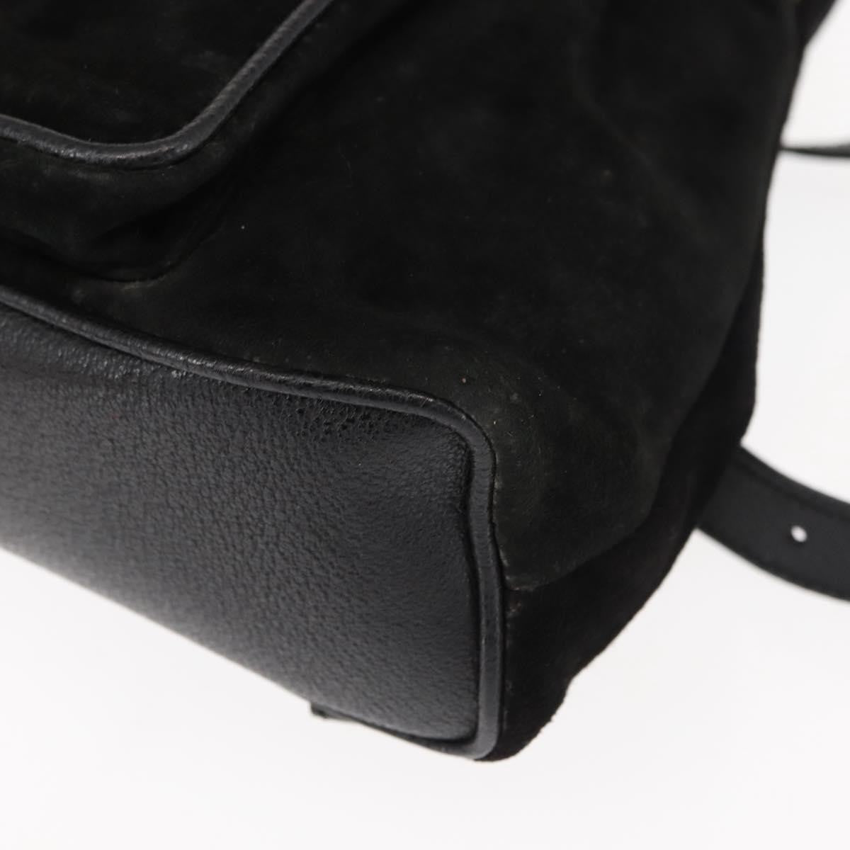 Gucci Vintage Bamboo Backpack Suede, BLACK, SUEDE, Backpack