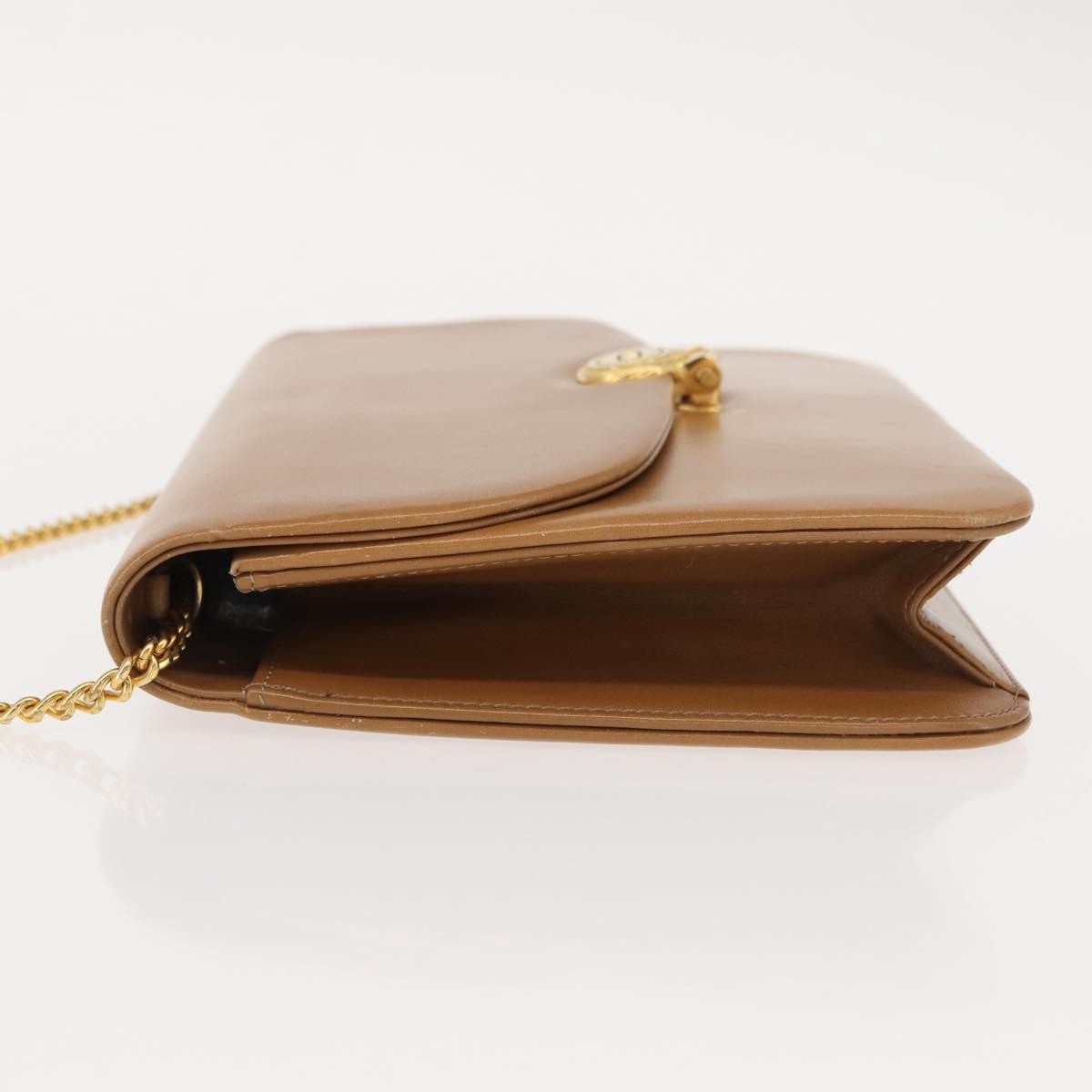 Christian Dior Vintage CD Chain Flap Shoulder Bag Leather, BEIGE, LEATHER, Shoulder bag