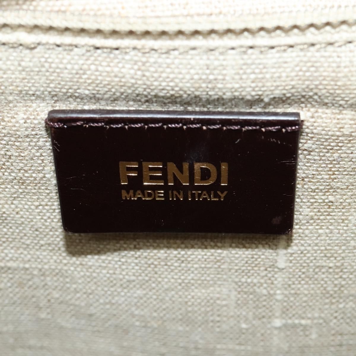 Fendi Silvana Bag Leather with Pequin Canvas, BROWN, LEATHER, Shoulder bag