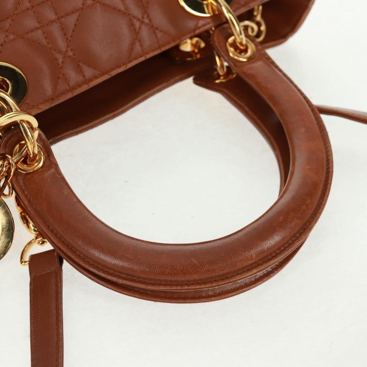 Christian Dior Vintage Lady Dior Bag Cannage Quilt Lambskin, BROWN, LEATHER, Handbag