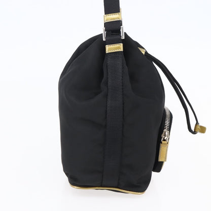 Prada Duet Drawstring Bucket Bag Tessuto, Black, Nylon, Handbag