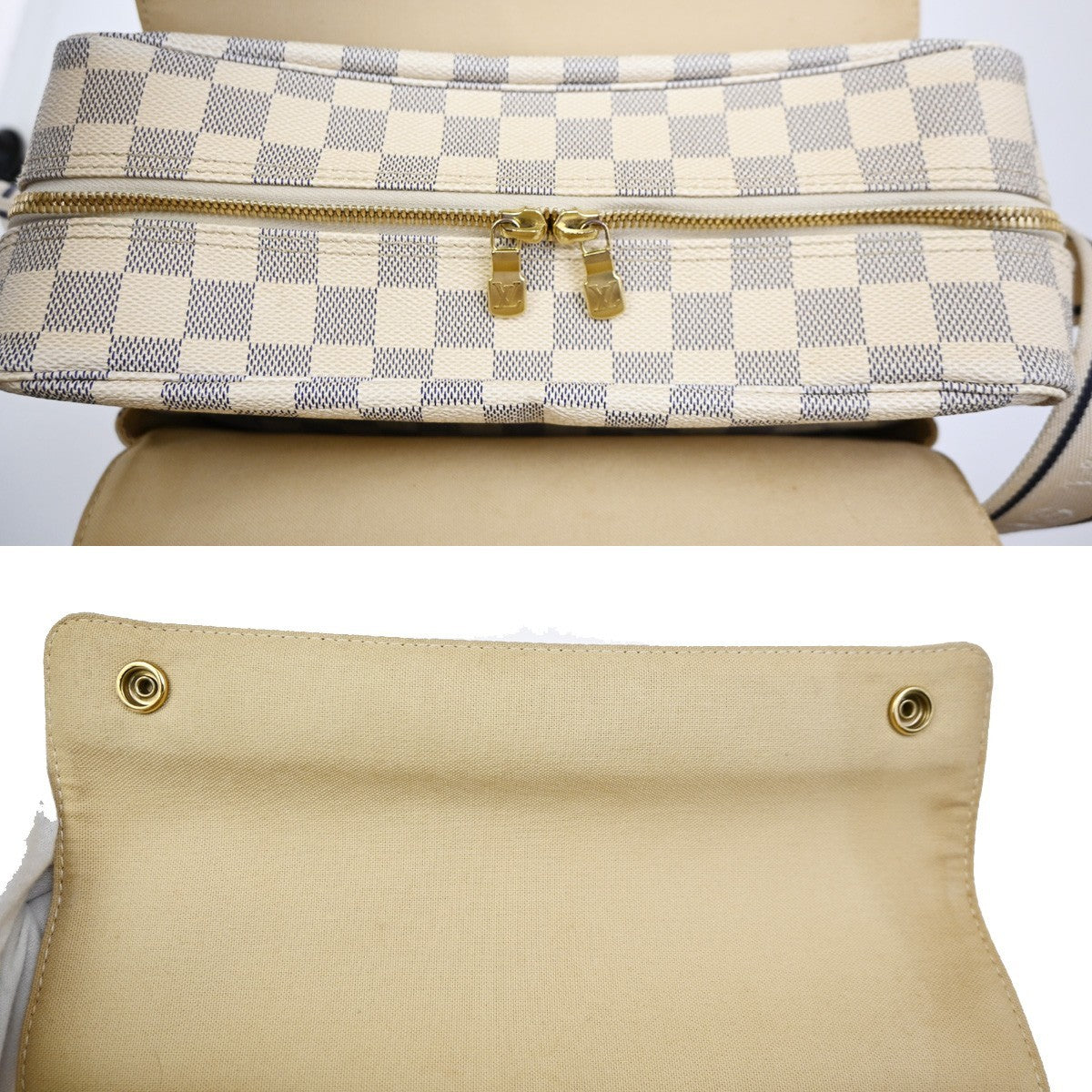 Louis Vuitton Naviglio Handbag Damier, WHITE, CANVAS, Shoulder bag