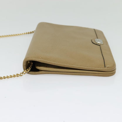 Christian Dior Vintage Chain Flap Shoulder Bag Leather, BEIGE, LEATHER, Shoulder bag