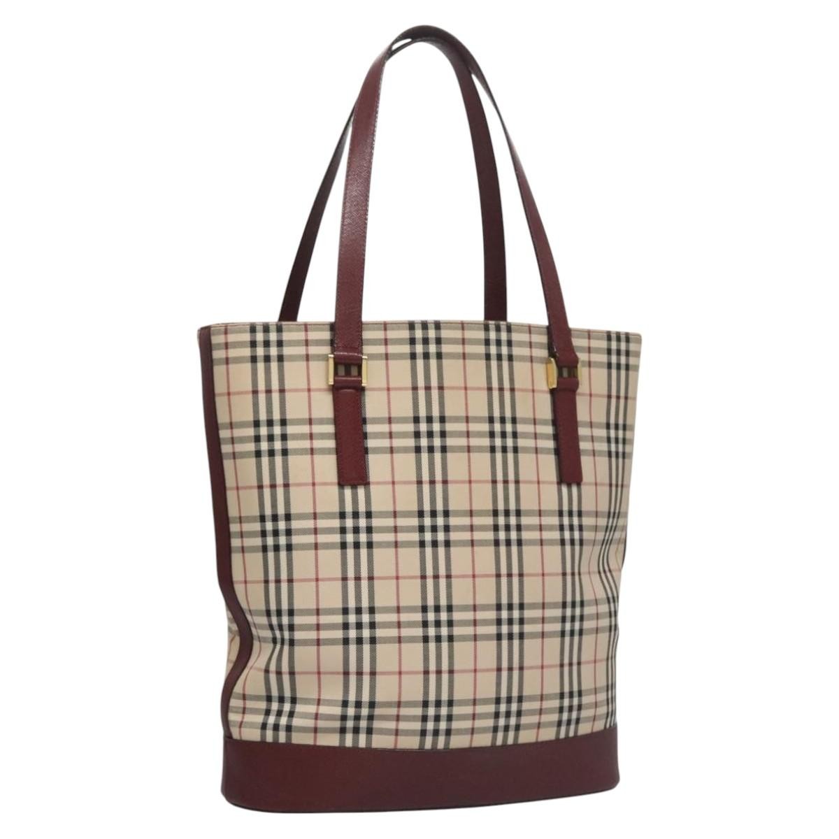 Burberry Nova Check Tote Canvas and Leather, BEIGE, CANVAS, Tote bag