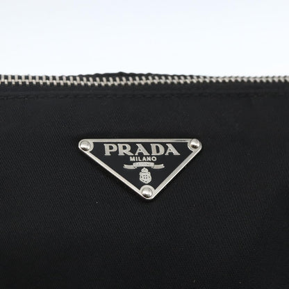Prada Belted Shoulder Bag Tessuto with Leather, BLACK, NYLON, Shoulder bag