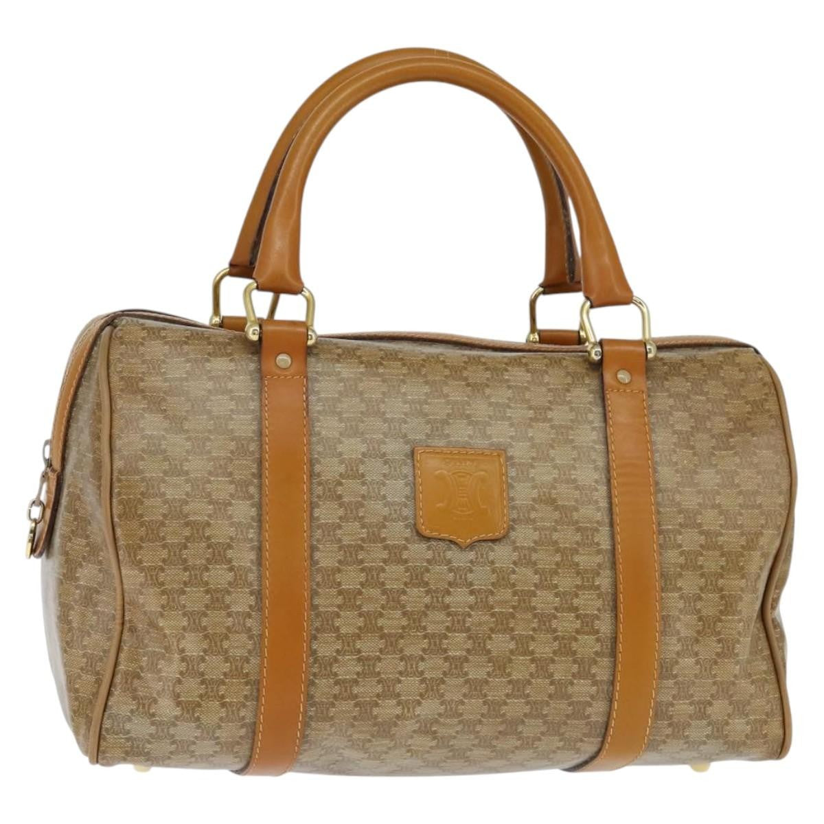 Celine Vintage Duffle Bag Macadam Coated Canvas, BEIGE, CANVAS, Handbag