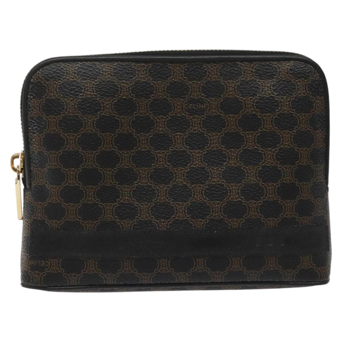 Celine Macadam Pochette Canvas and Leather, BLACK, CANVAS, Clutche & pouche