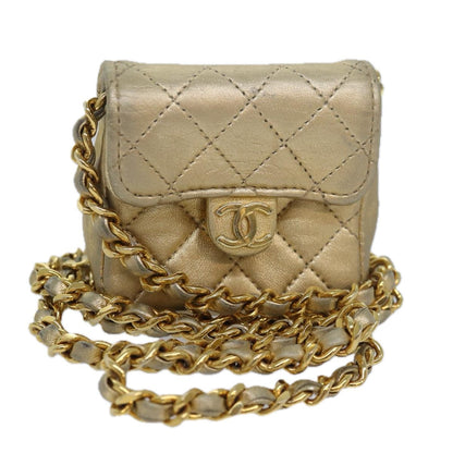 Chanel Vintage Square CC Flap Bag Quilted Leather, Gold, Leather, Shoulder Bag