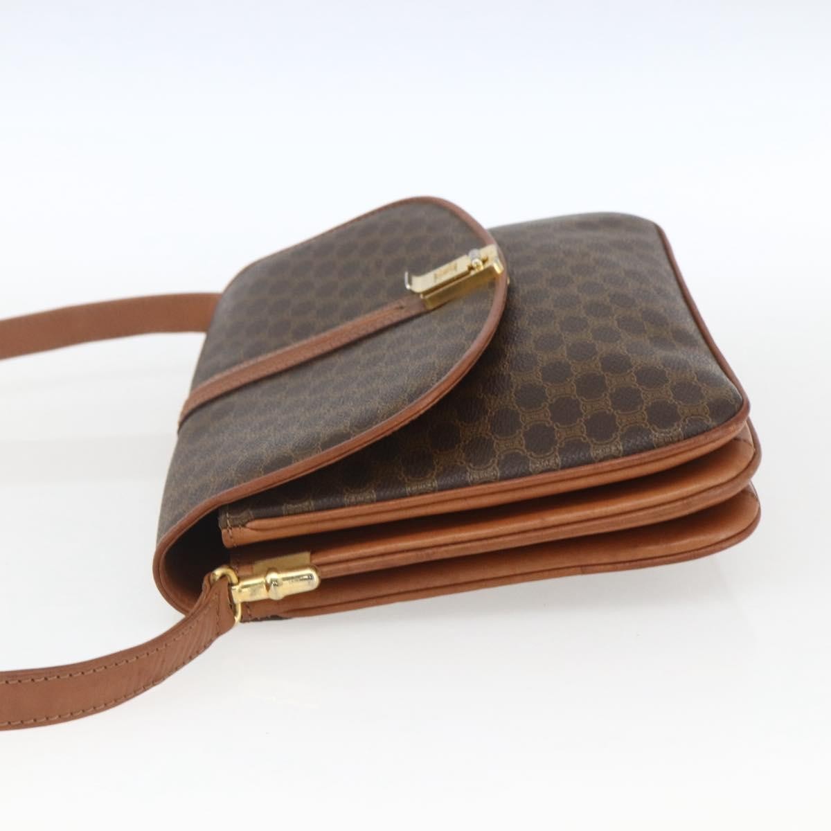 Celine Vintage Macadam Shoulder Bag Canvas and Leather, BROWN, CANVAS, Shoulder bag