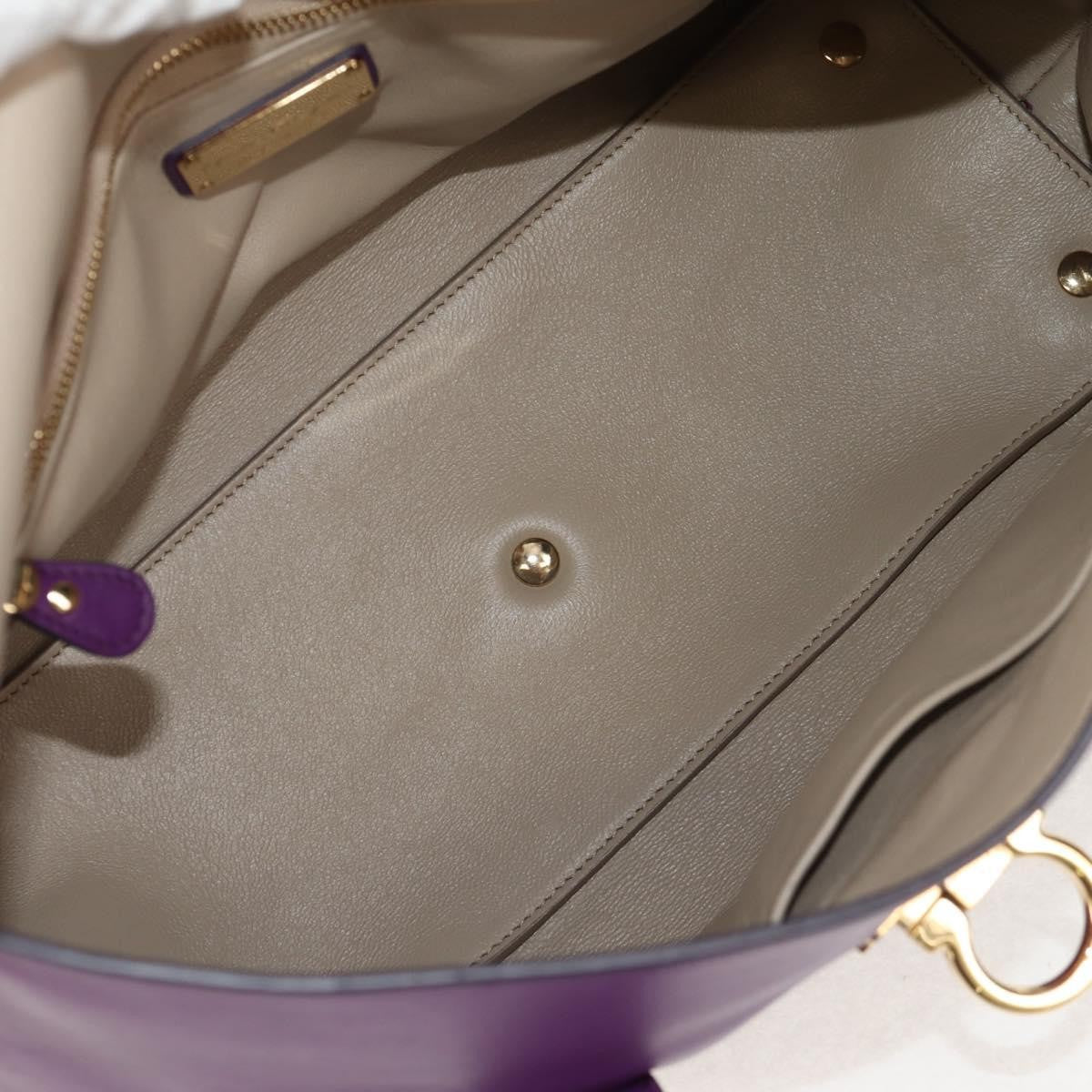 Salvatore Ferragamo Gancini Lock Flap Tote Leather, PURPLE, LEATHER, Handbag