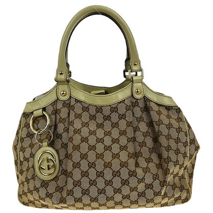 Gucci Sukey Tote GG Canvas with Leather, BEIGE, CANVAS, Tote bag