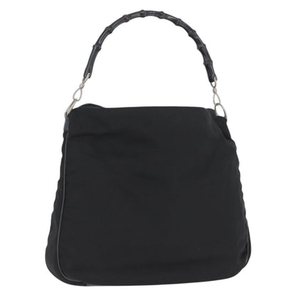 Gucci Vintage Bamboo Handle Bag Nylon, Black, Nylon, Handbag