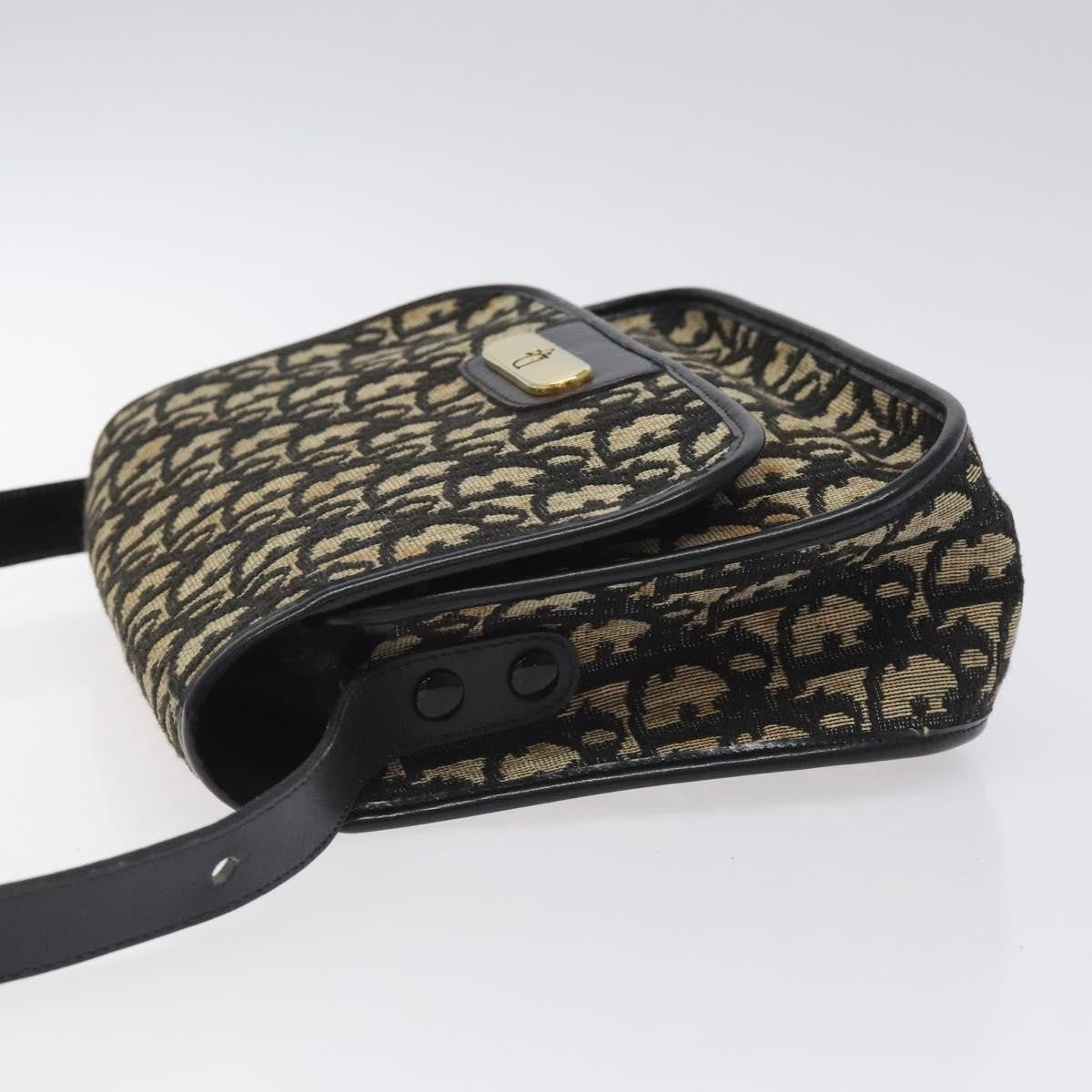 Christian Dior Vintage Flap Crossbody Bag Canvas, BLACK, CANVAS, Shoulder bag