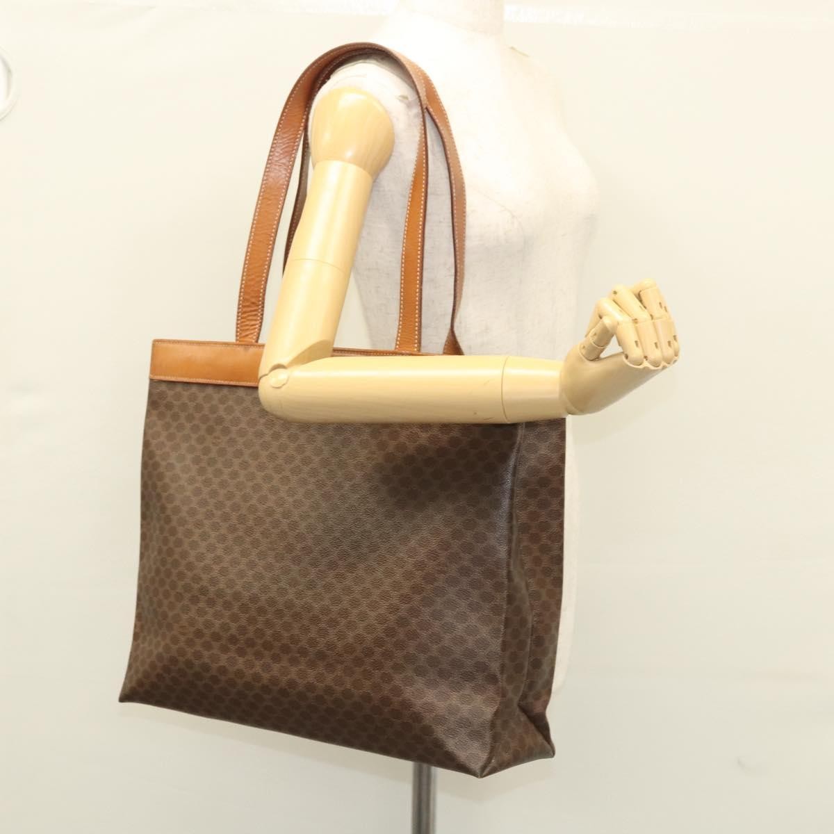 Celine Vintage Macadam Tote bag Canvas, BROWN, CANVAS, Tote bag