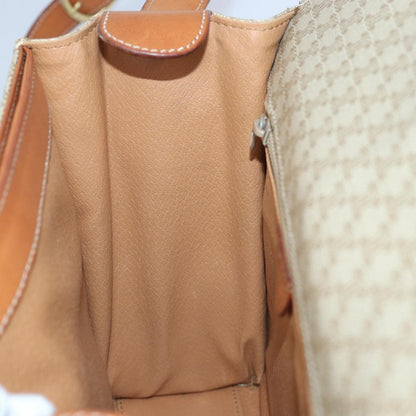 Celine Vintage Macadam Circle Logo Shoulder Bag Canvas and Leather, Beige, Canvas, Shoulder Bag