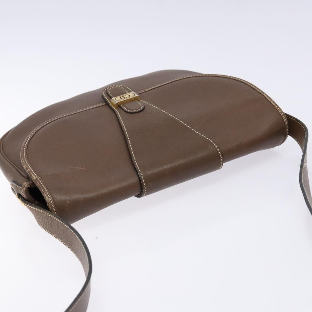 Christian Dior Vintage CD Flap Shoulder Bag Leather, BROWN, LEATHER, Shoulder bag