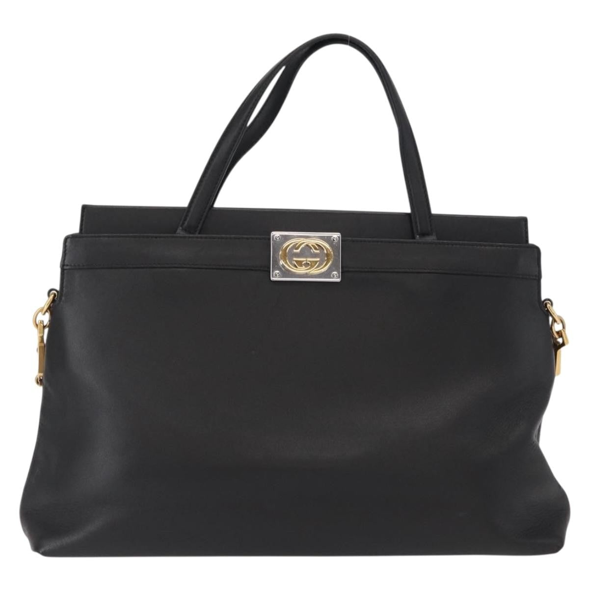 Gucci Linea Matisse Interlocking G Top Handle Tote Leather, BLACK, LEATHER, Shoulder bag