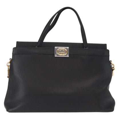 Gucci Linea Matisse Interlocking G Top Handle Tote Leather, BLACK, LEATHER, Shoulder bag