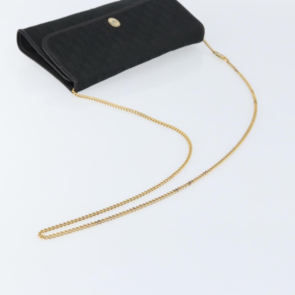 Christian Dior Vintage Chain Flap Shoulder Bag Diorissimo Canvas, BLACK, CANVAS, Shoulder bag