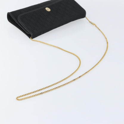 Christian Dior Vintage Chain Flap Shoulder Bag Diorissimo Canvas, BLACK, CANVAS, Shoulder bag