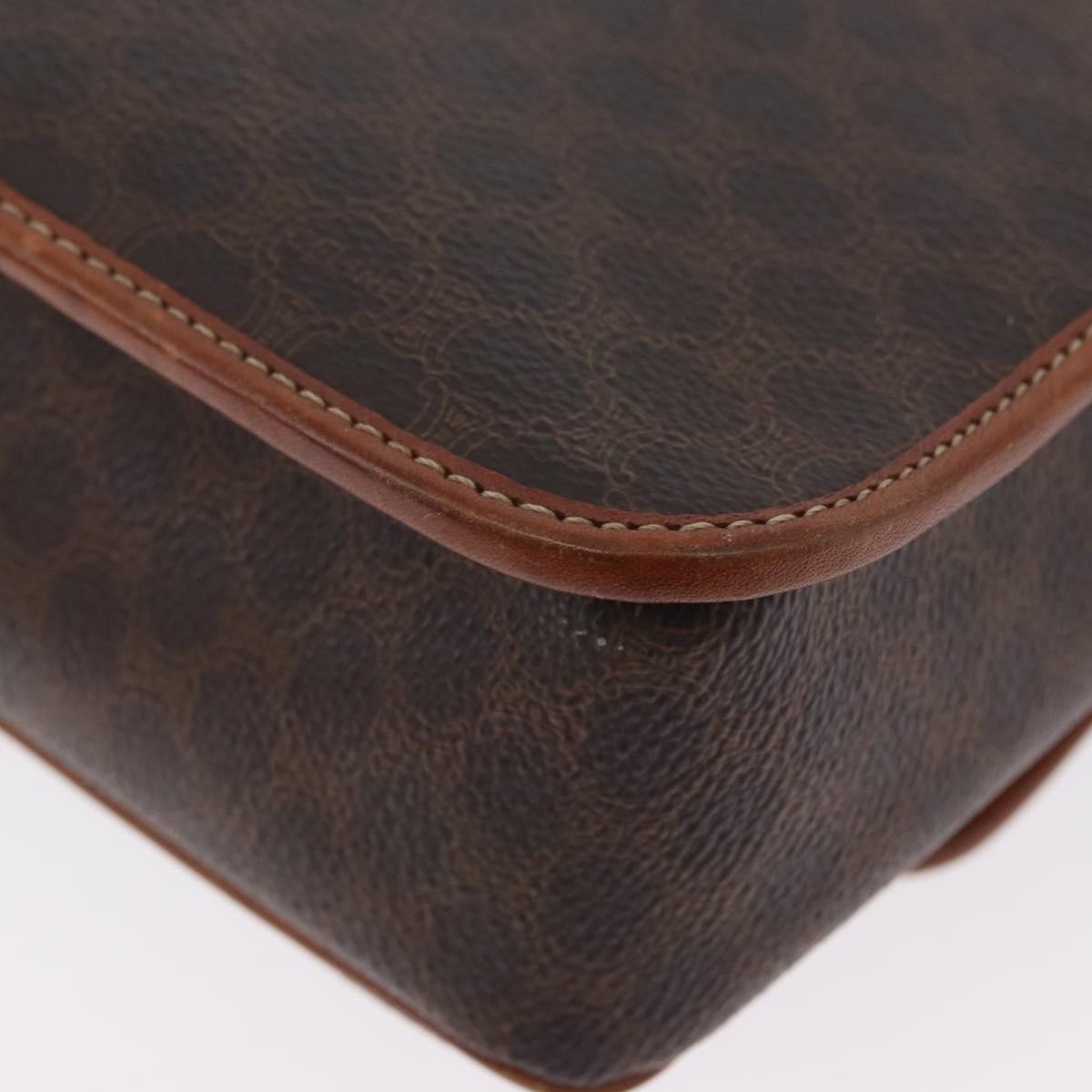 Celine Vintage Macadam Circle Logo Shoulder Bag Canvas and Leather, Brown, Canvas, Shoulder Bag