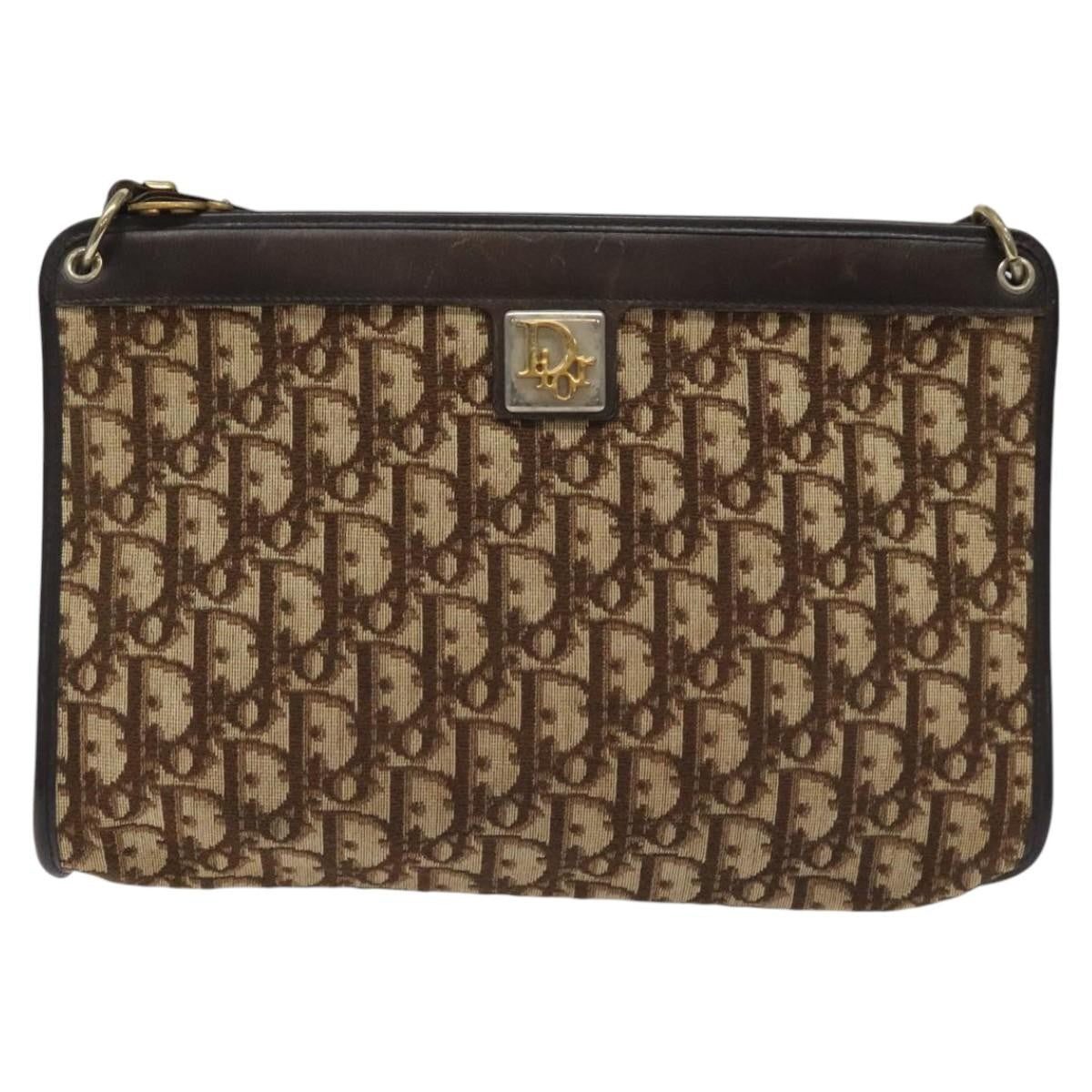 Christian Dior Vintage Trotter Shoulder Bag Canvas, BROWN, CANVAS, Shoulder bag
