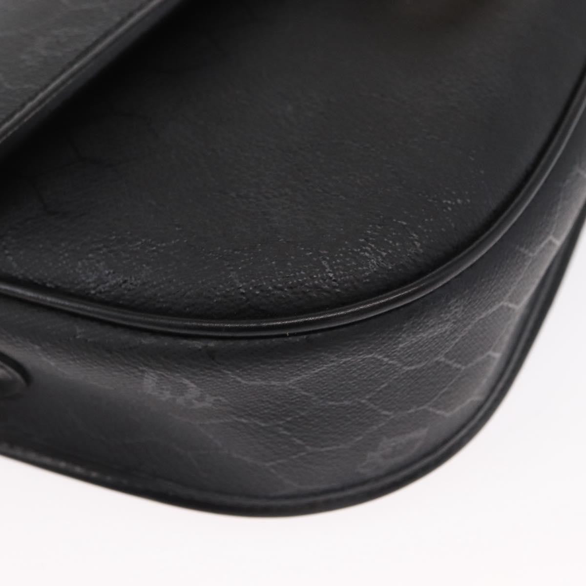Christian Dior Vintage Honeycomb Flap Crossbody Bag Coated Canvas, BLACK, CANVAS, Shoulder bag
