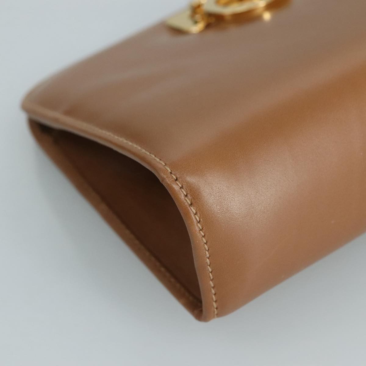 Salvatore Ferragamo Vintage Gancini Pochette Leather, BROWN, LEATHER, Clutche & pouche