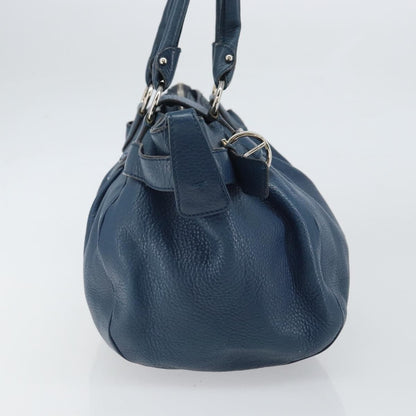 Salvatore Ferragamo Gancini handbag Leather, BLUE, LEATHER, Handbag