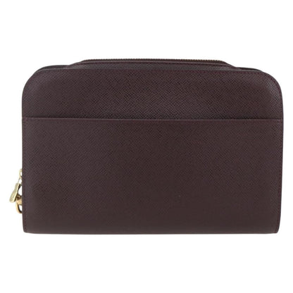 Louis Vuitton Pochette Baikal Clutch Taiga Leather, BROWN, LEATHER, Clutche & pouche
