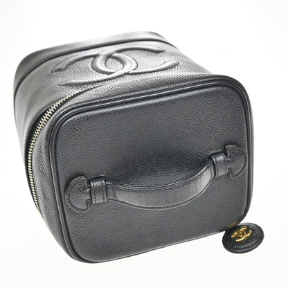 Chanel Vintage Timeless Cosmetic Case Caviar, BLACK, LEATHER, Clutche & pouche