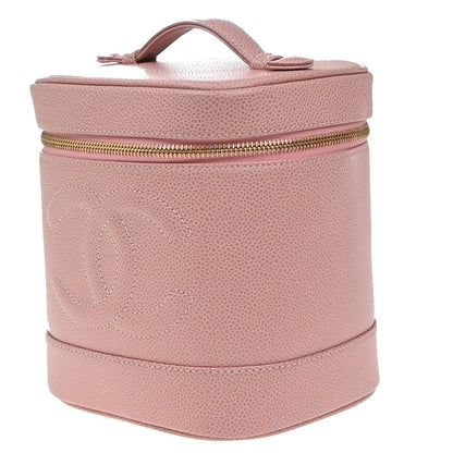 Chanel Vintage Timeless Cosmetic Case Caviar, PINK, LEATHER, Handbag