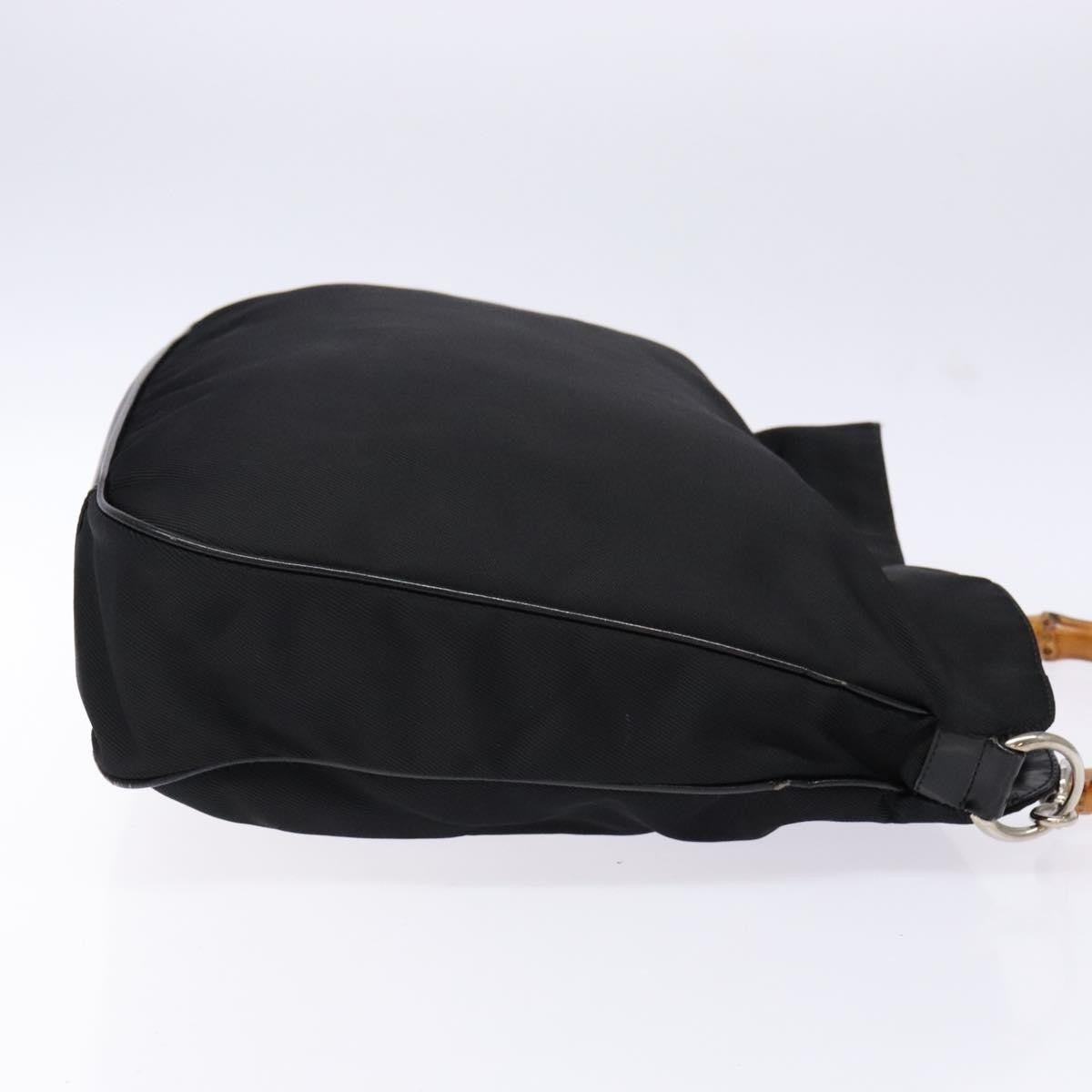 Gucci Vintage Bamboo Handle Tote Nylon, Black, Nylon, Tote Bag