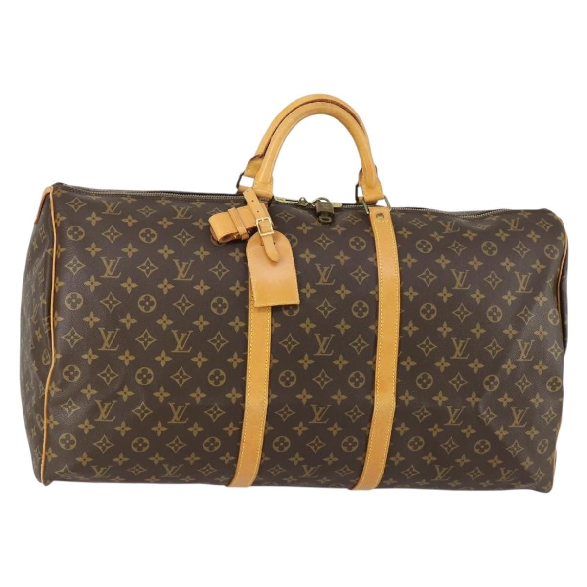 Louis Vuitton Keepall Bag Monogram Canvas, BROWN, CANVAS, Travel bag