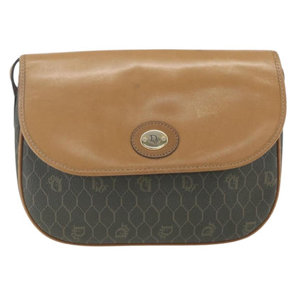 Christian Dior Vintage Honeycomb Flap Crossbody Bag Canvas and Leather, KHAKI, CANVAS, Shoulder bag
