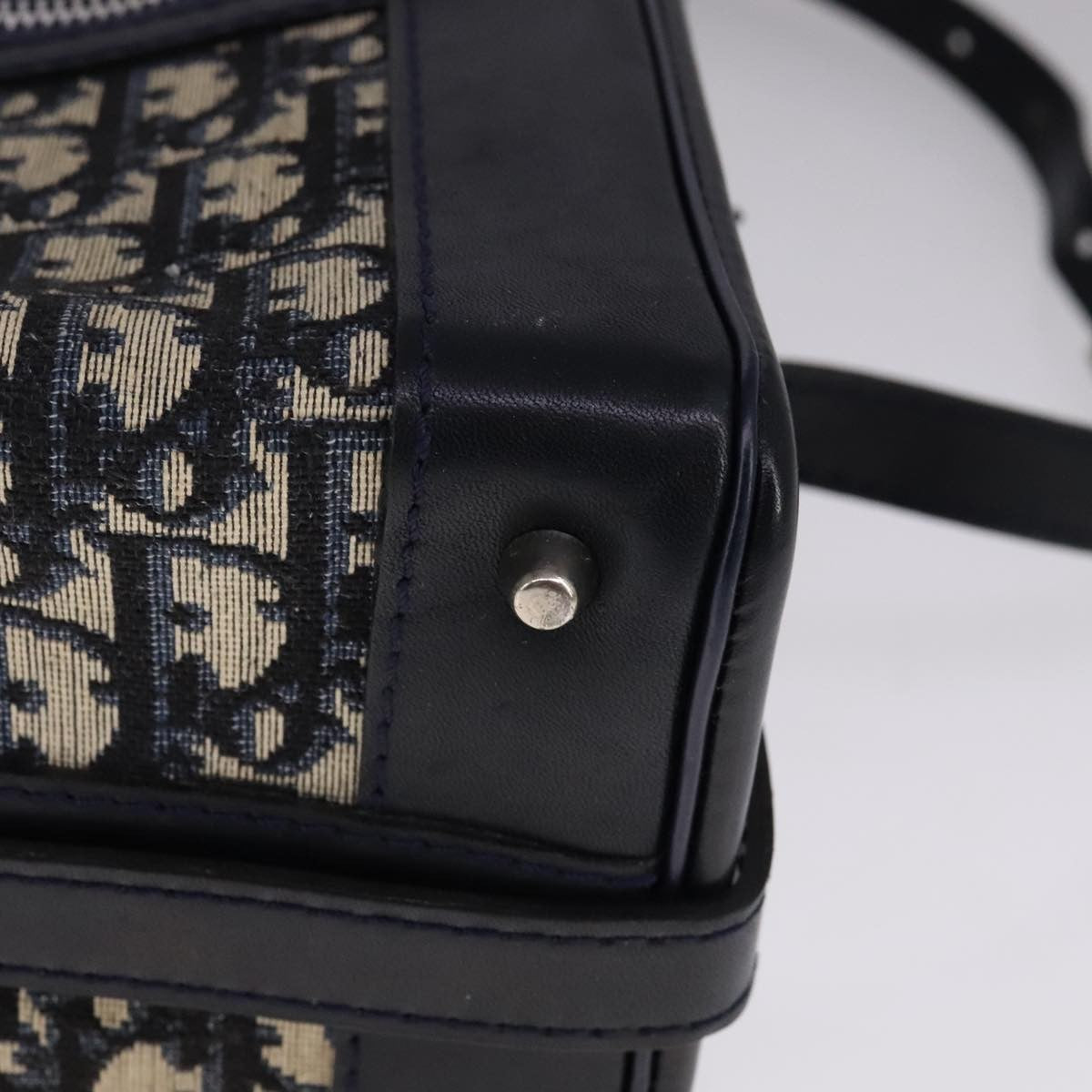 Christian Dior Trotter Oblique canvas et cuir, NAVY, CANVAS, Shoulder bag