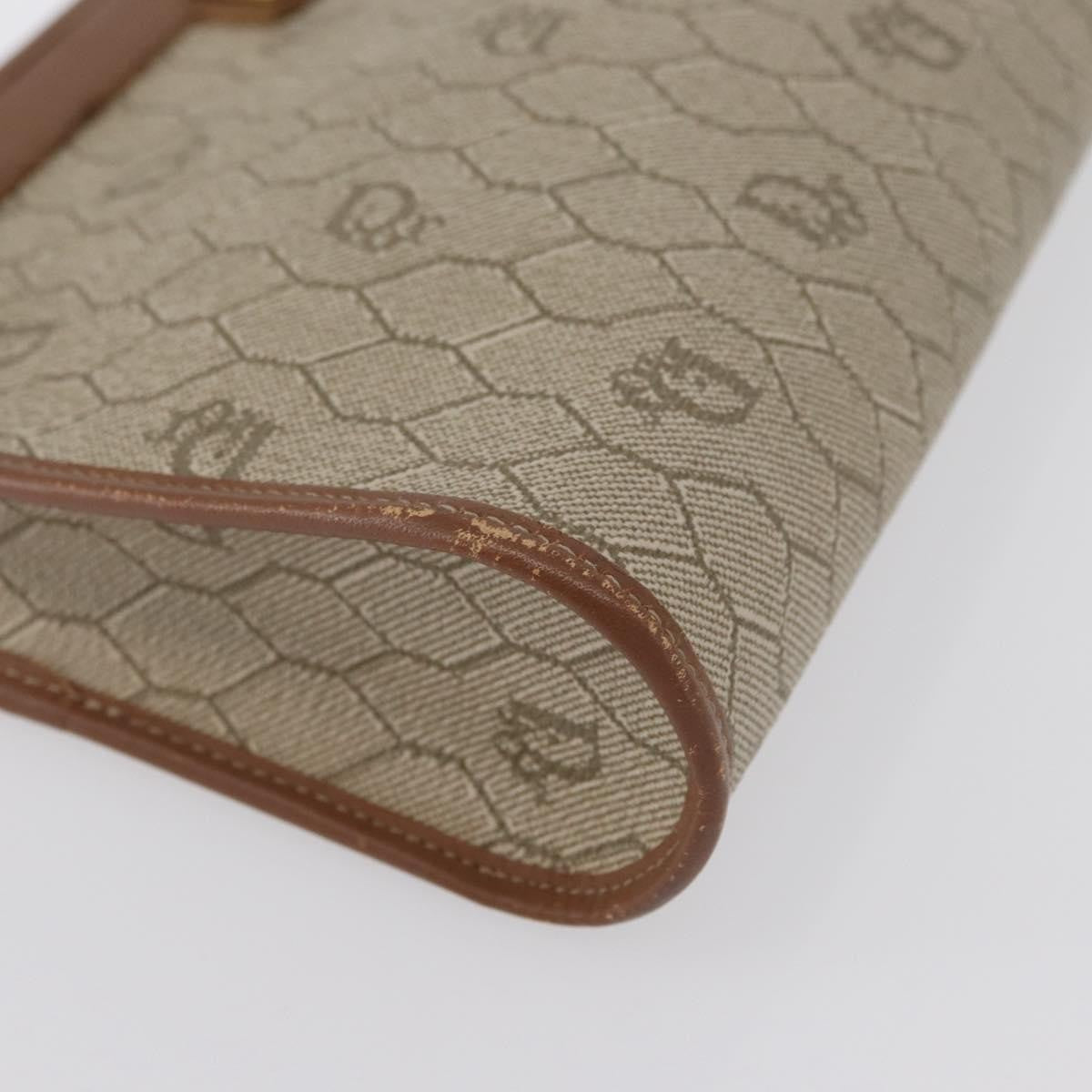 Christian Dior Vintage Honeycomb Zip Pouch Canvas and Leather, BEIGE, CANVAS, Clutche & pouche