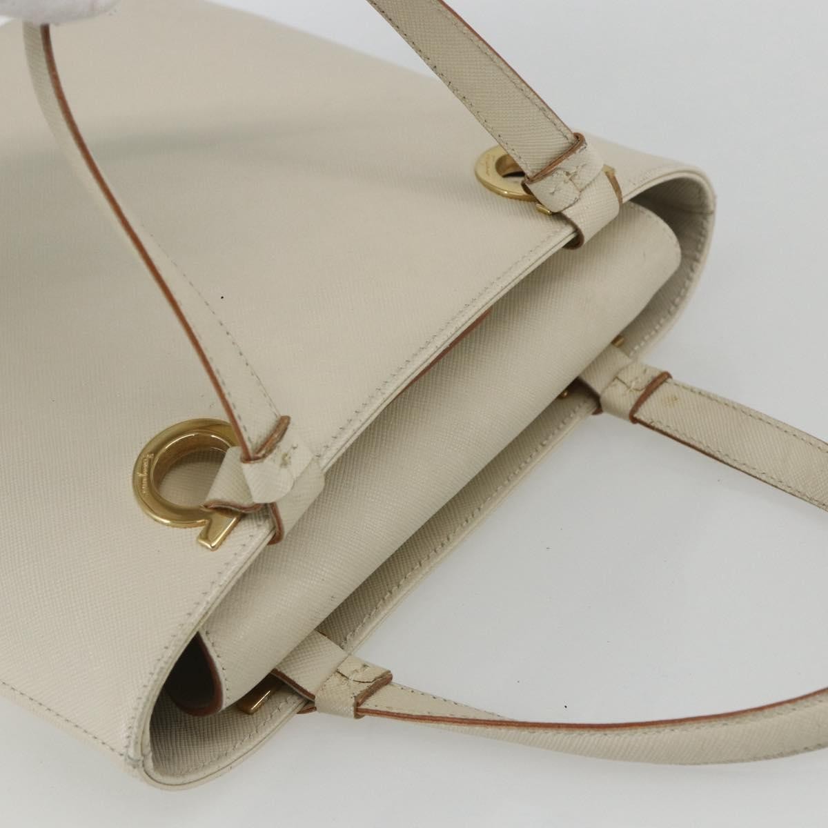 Salvatore Ferragamo Gancini handbag Leather, WHITE, LEATHER, Handbag