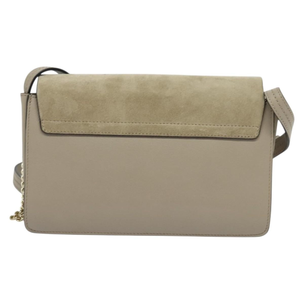 Chloe Faye Shoulder Bag Leather and Suede, GRAY, LEATHER, Shoulder bag