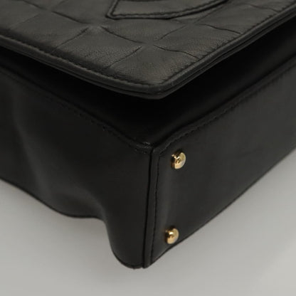 Chanel Chocolate Bar CC Shoulder Bag Quilted Leather, Black, Leather, Shoulder Bag