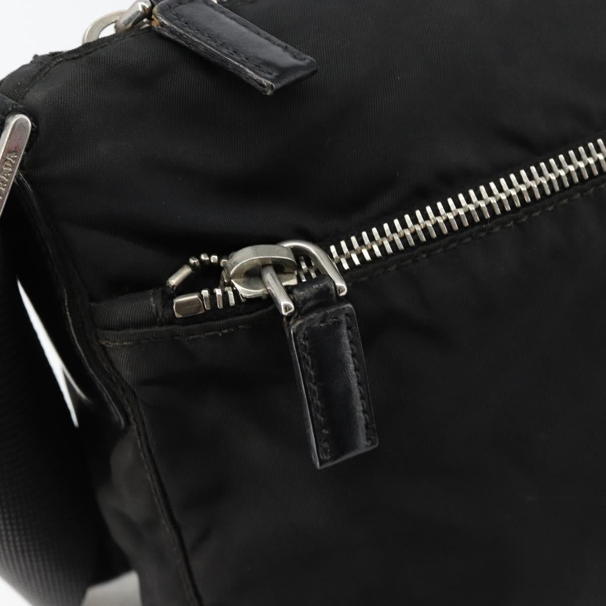 Prada Front Zip Messenger Bag Tessuto, BLACK, NYLON, Shoulder bag