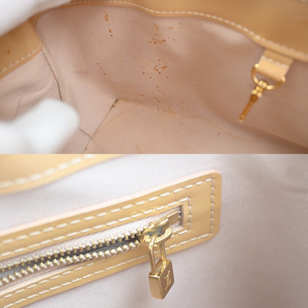 Louis Vuitton Wilshire Handbag Monogram Vernis, BEIGE, PATENT_LEATHER, Handbag